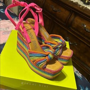 Gianni Bini Rainbow Wedge Sandals